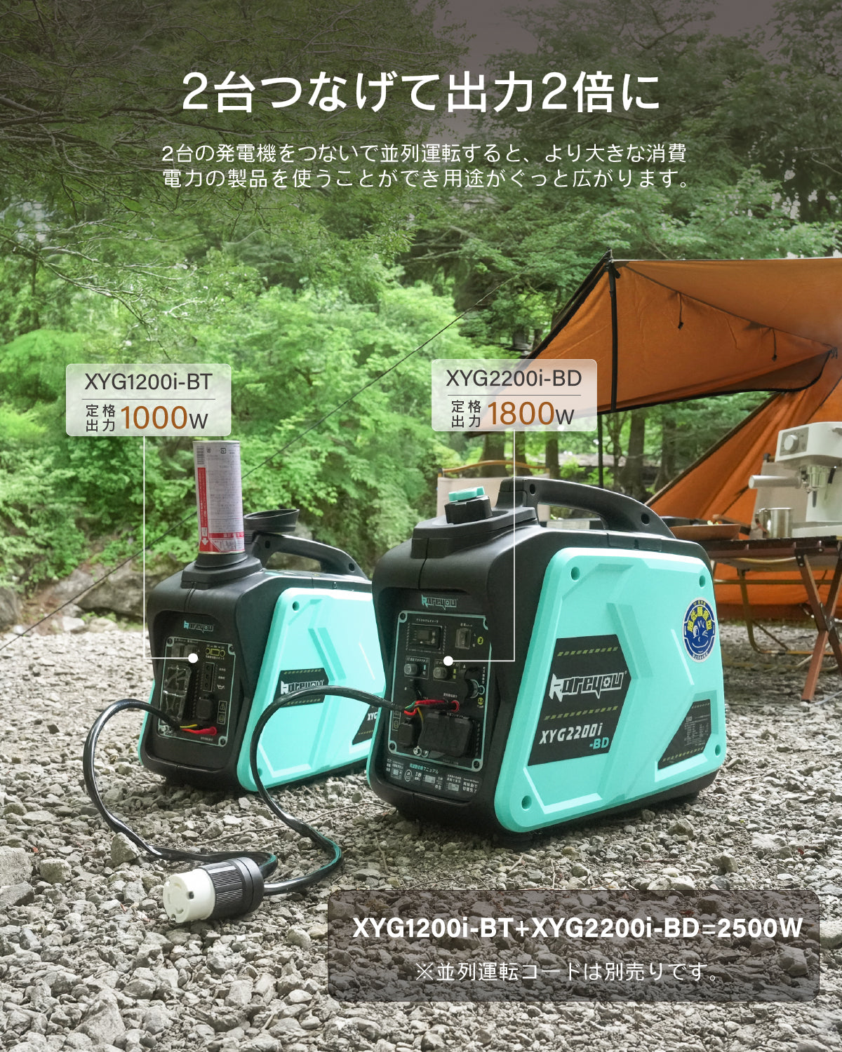 Kareyouカセットボンベ式発電機 ガス・ガソリン両用インバーター発電機最大出力2.2kVA軽量 家庭用 超低騒音型ポータブル発電機 OD/CB缶/プロパンガス/ガソリン4種類使用可能50/60Hz切替 並列運転 デジタルメーター点検機能/安全機能搭載キャンプ DIY キッチンカー 移動販売 イベント 農作業 建設作業 災害時に大活躍XYG2200i-BD