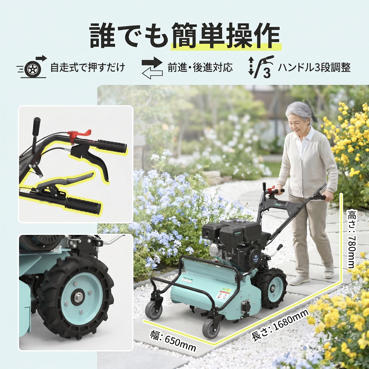 自走式草刈機Kareyou新商品　ハンマーナイフモア自走式 エンジン 草刈機　刈込幅65cmエンジン式 草刈り機 Y字刃　休耕田 畑 農業 河川敷 除草　「個人様宛の場合、西濃運輸営業所止め」GL-650B
